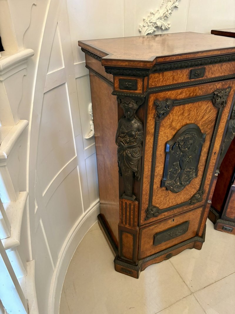 Exhibition Quality Pair of Antique Victorian Amboyna and Carved Ebony Pedestals - Image 13